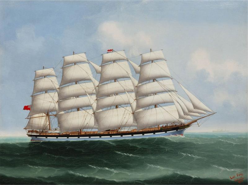 China Trade Painting of Ship County of Caithness by Lai Fong ca 1897