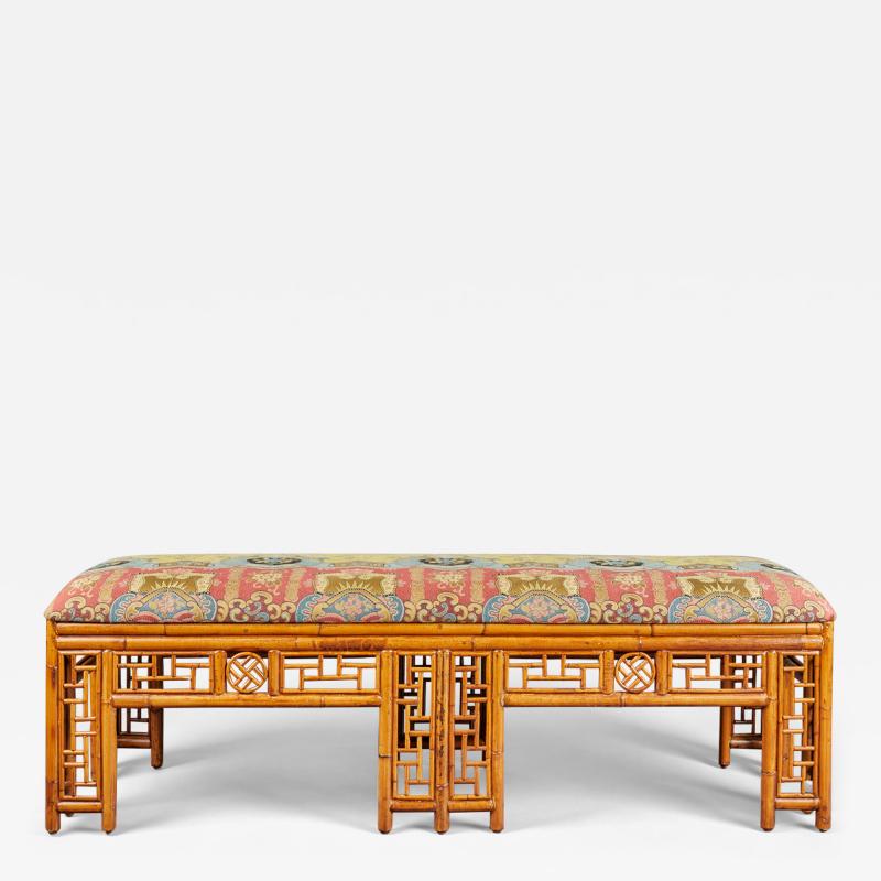 Chinese Bamboo Upholstered Bench