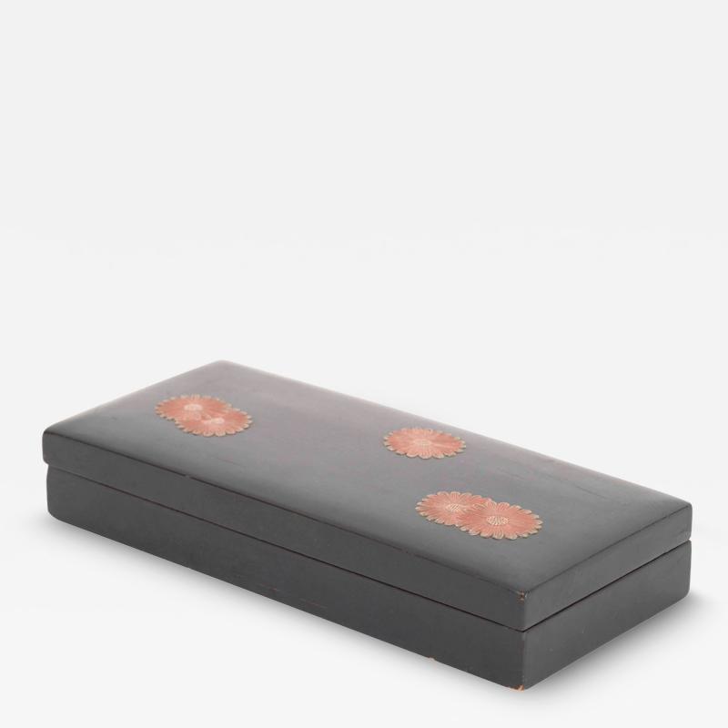 Chinese Black Lacquered Box With Flowers