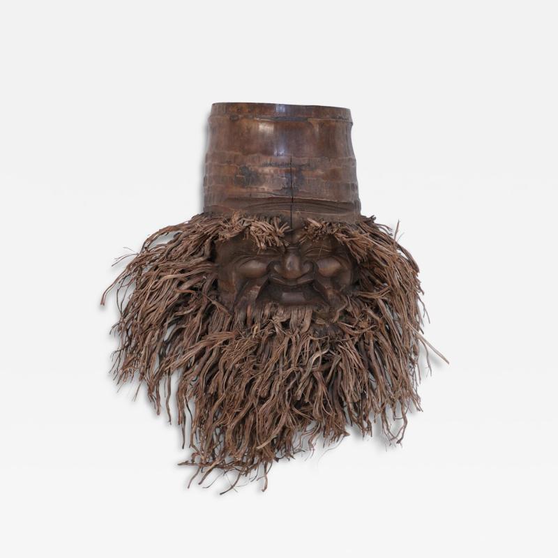 Chinese Carved Bamboo Root Face Wall Hanging