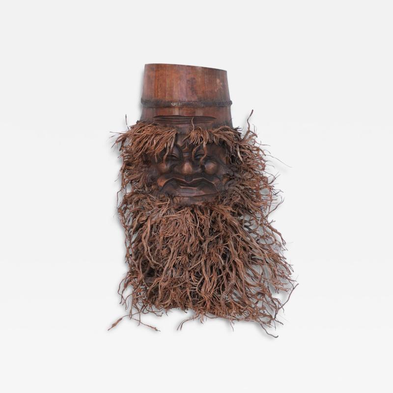 Chinese Carved Bamboo Root Face Wall Hanging