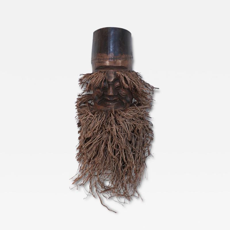 Chinese Carved Bamboo Root Face Wall Hanging