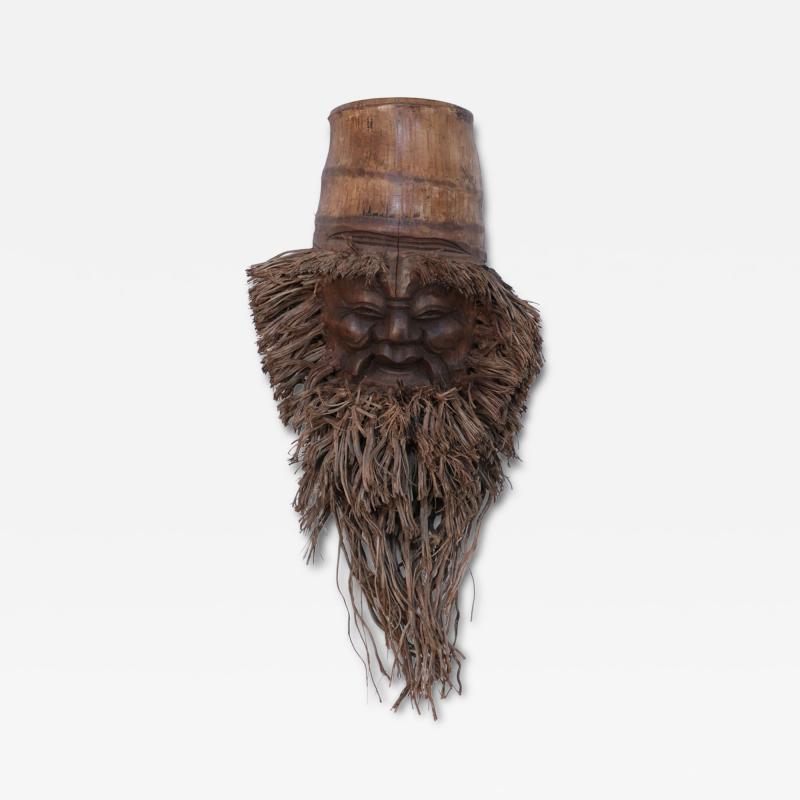 Chinese Carved Bamboo Root Face Wall Hanging