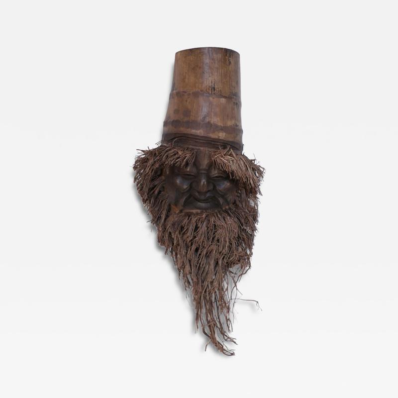 Chinese Carved Bamboo Root Face Wall Hanging