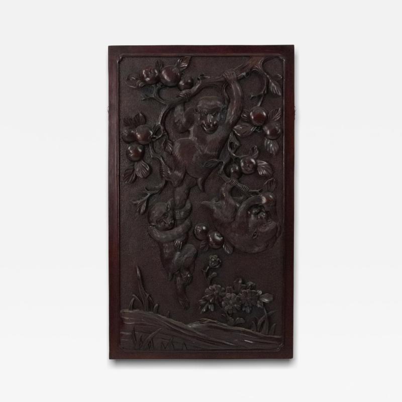 Chinese Carved Monkey Wall Plaque