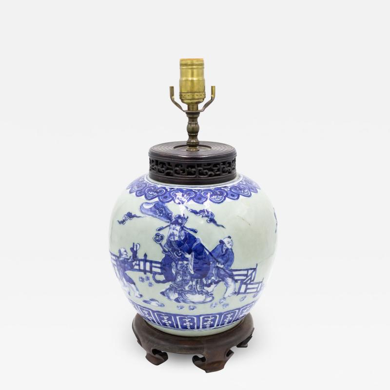 Chinese Celadon Porcelain Table Lamp on a Teak Base