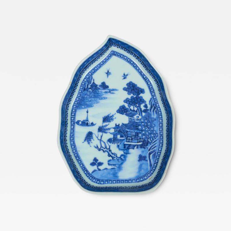 Chinese Export Blue and White Leaf Shaped Dish
