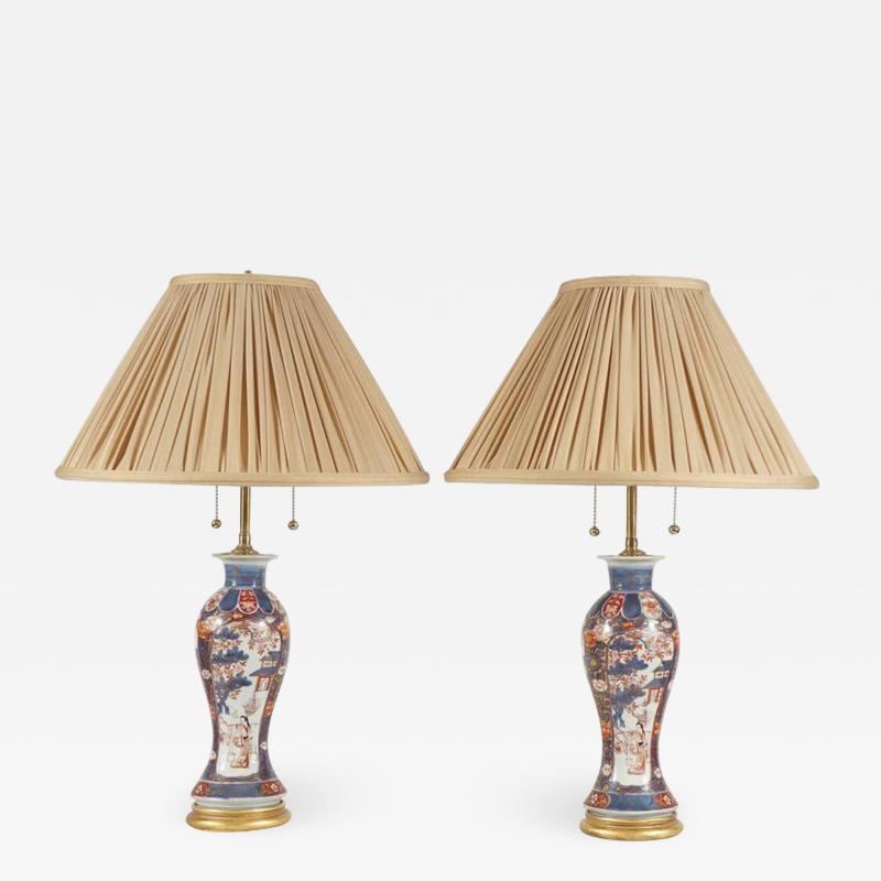 Chinese Export Imari Baluster Vase Lamps