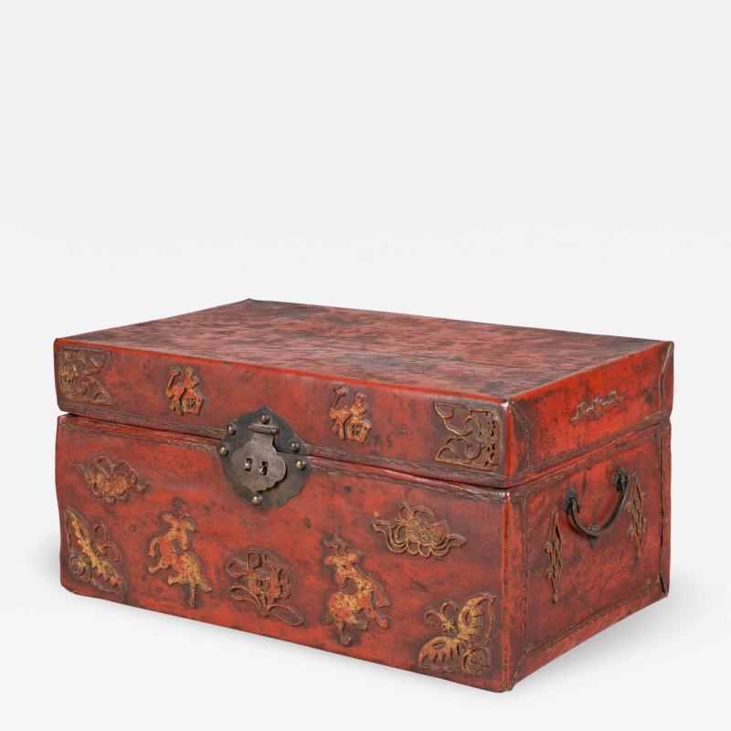 Chinese Export Pigskin Leather Red Box