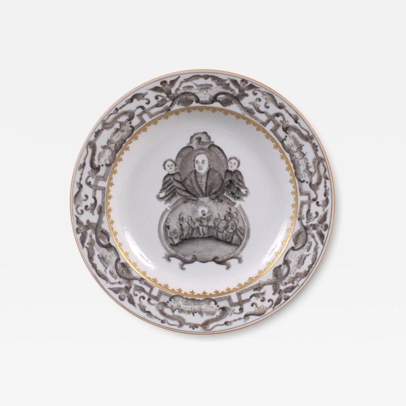 Chinese Export Plate with a Portrait of Martin Luther c 1745