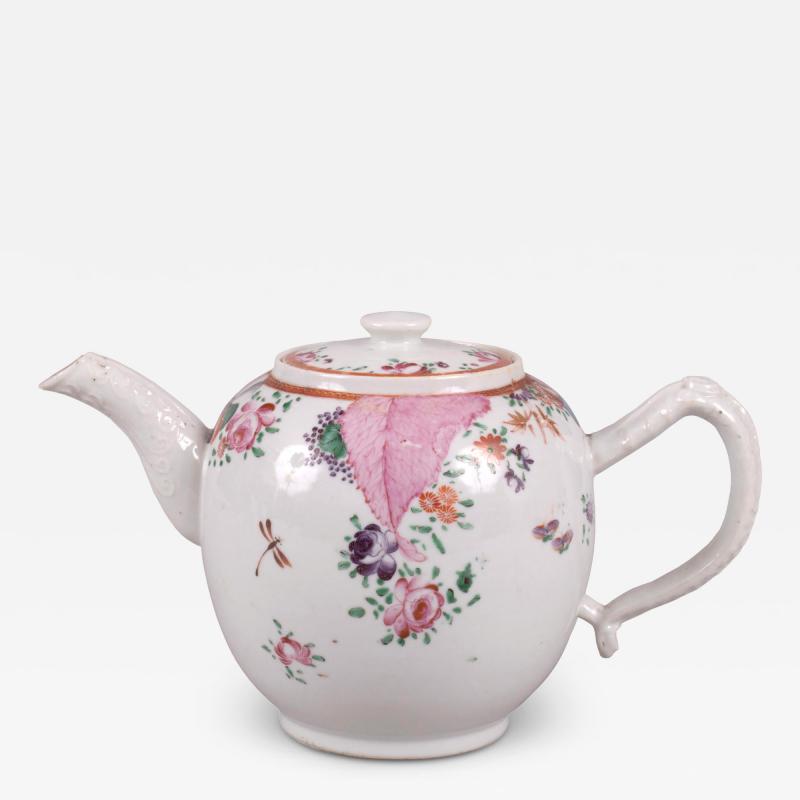 Chinese Export Pseudo Tobacco Leaf Teapot c 1790
