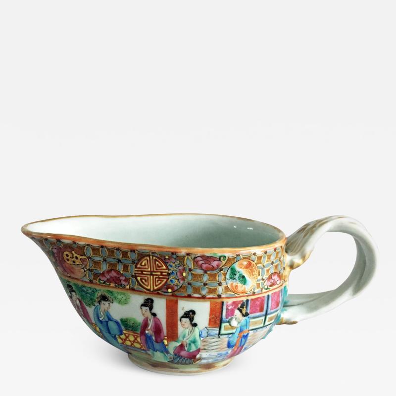 Chinese Export Rose Mandarin Gravy Boat