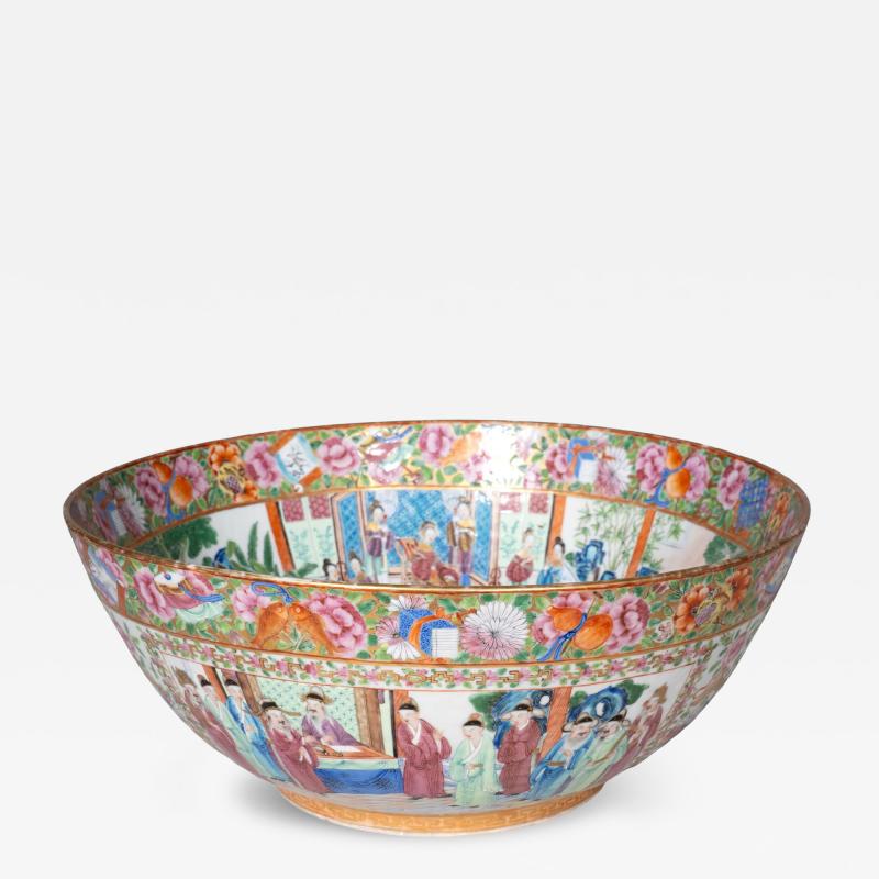 Chinese Export Rose Mandarin Punch Bowl