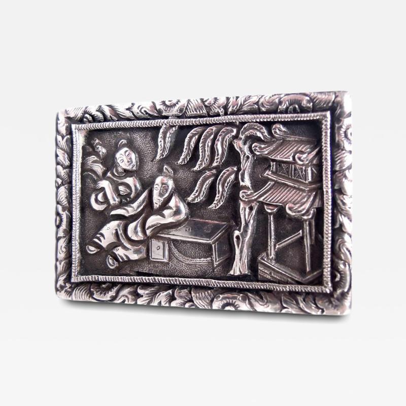 Chinese Export Silver Vinaigrette by Canton Retailer Cutshing