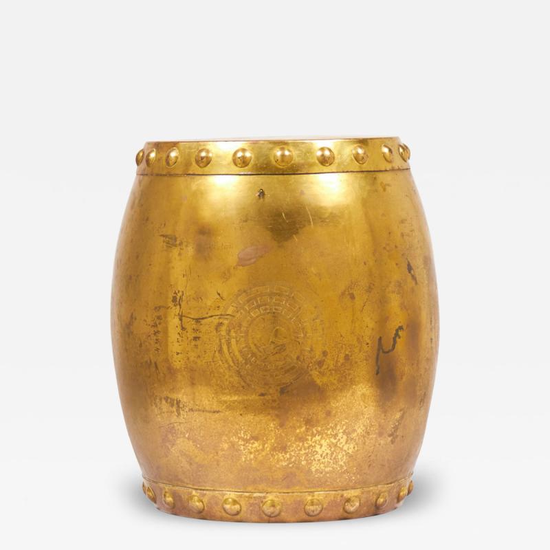 Chinese Gilt Metal Drum Shaped Garden Stool