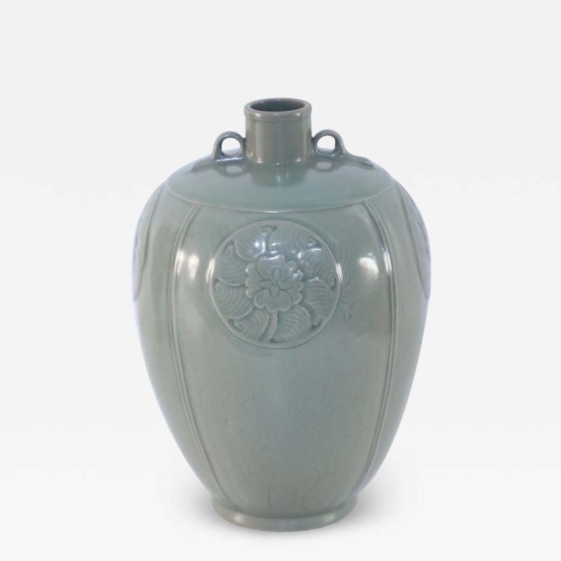 Chinese Gray Incised Meiping Porcelain Vase