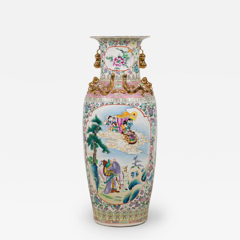 Chinese Large floor vase with Scenic Depiction
