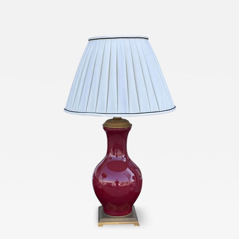 Chinese Oxblood Pottery Vase Now a Designer Table Lamp
