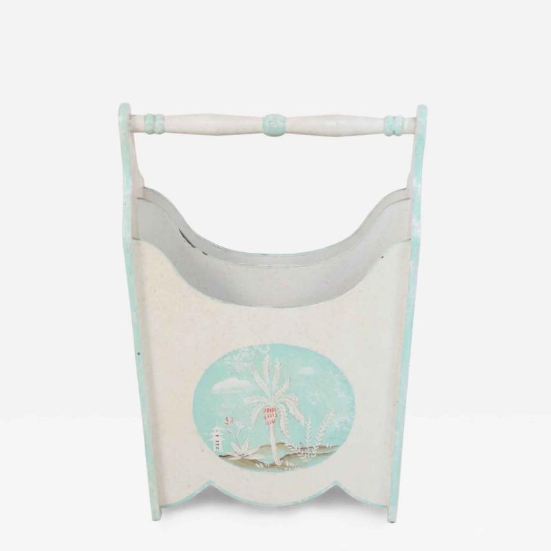 Chinese Painted White Wooden Magazine Rack