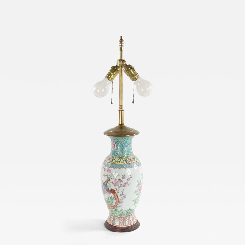 Chinese Porcelain Bird Motif Table Lamp