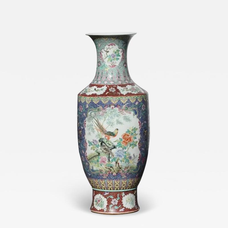 Chinese Porcelain Famille Rose Coral Ground Vase