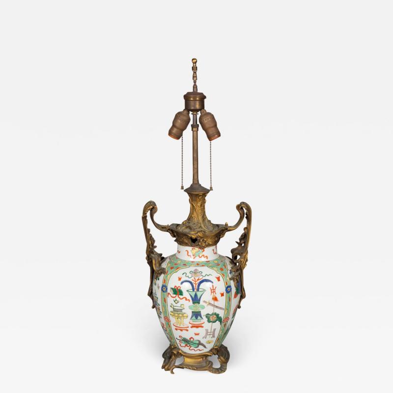 Chinese Porcelain Table Lamp with French Bronze Mounts