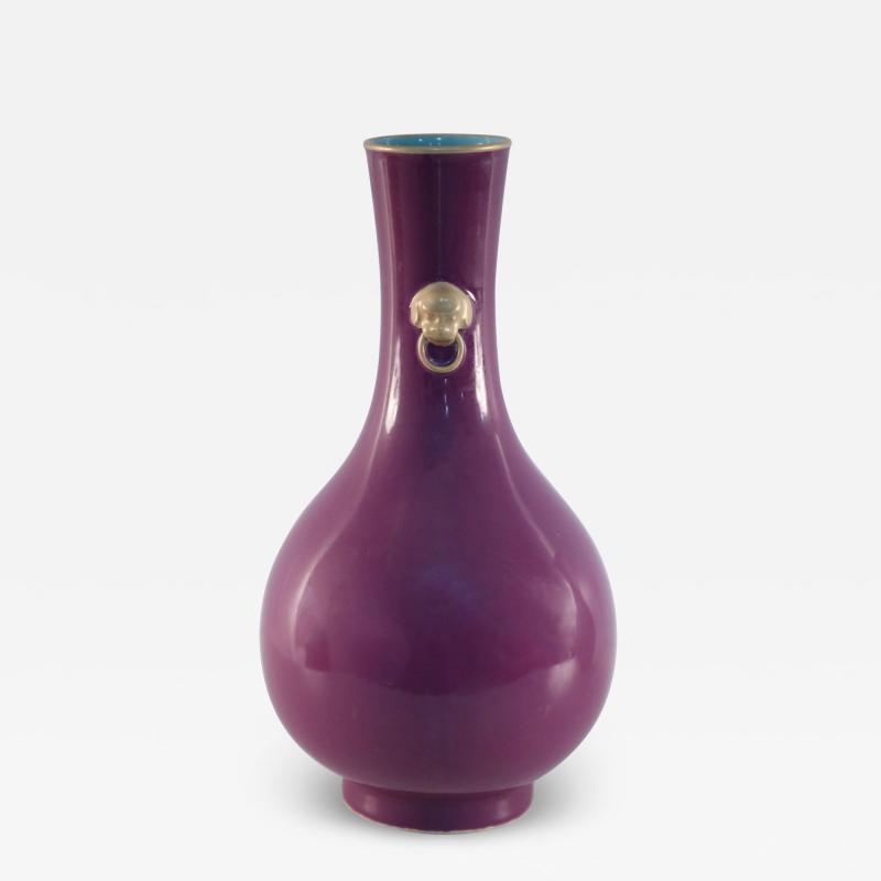 Chinese Purple Glazed Porcelain Pear Shaped Vase