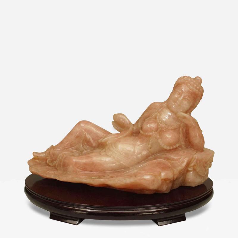 Chinese Rose Quartz Reclining Lady
