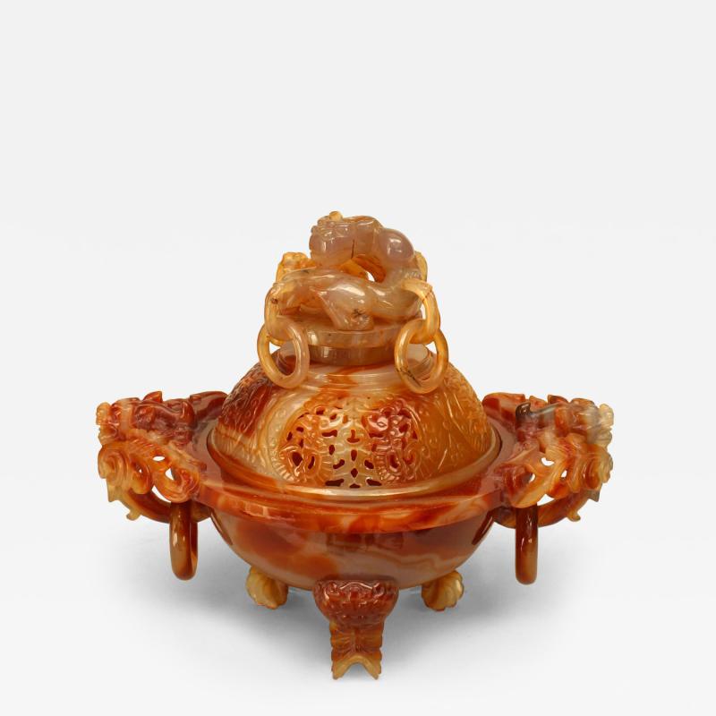 Chinese Rust Agate Incense Burner