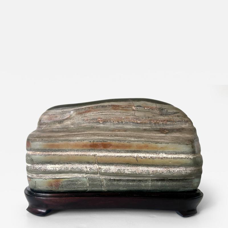 Chinese Scholar Stone Caitao Rock on Display Stand