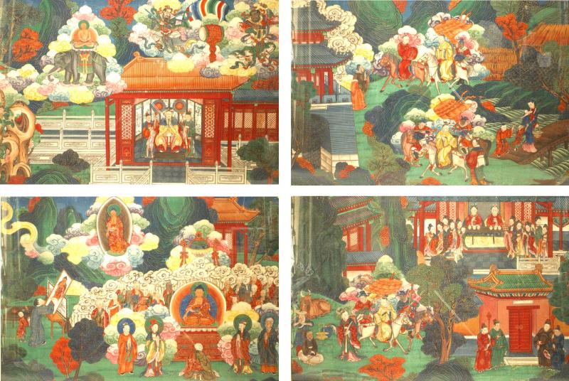 Chinese Watercolors of Court and Buddhist Scenes