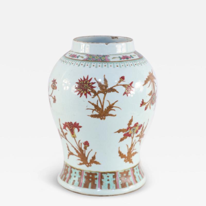 Chinese White Brown and Red Floral Design Porcelain Vase