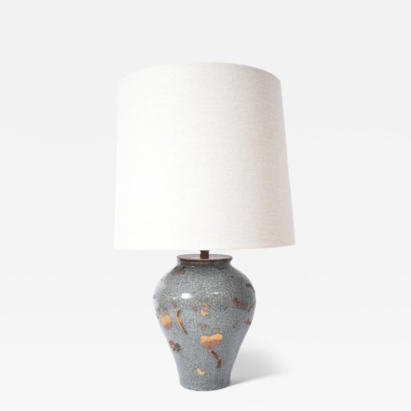 Chinese celadon and gold lamp XIXth c 
