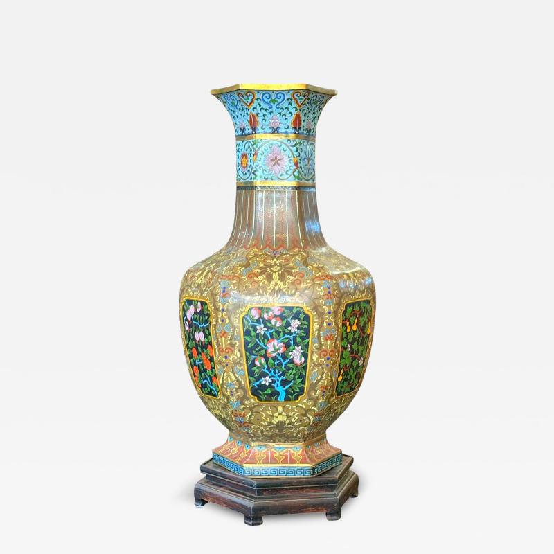 Chinese cloissone enamel vase