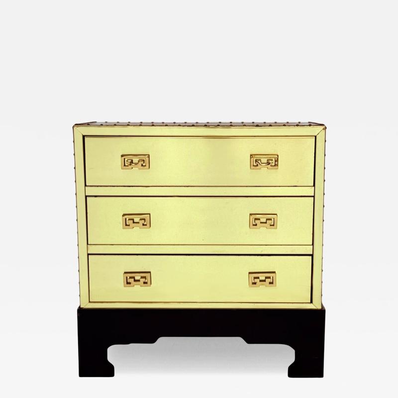 Chinoiserie Hollywood Regency Polished Brass Chest of Drawers or Petite Cabinet