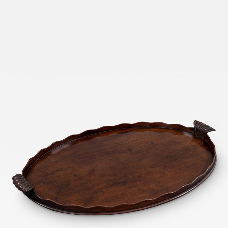 Chippendale Designed Mahogany Oval Tray of Excellent Proportions