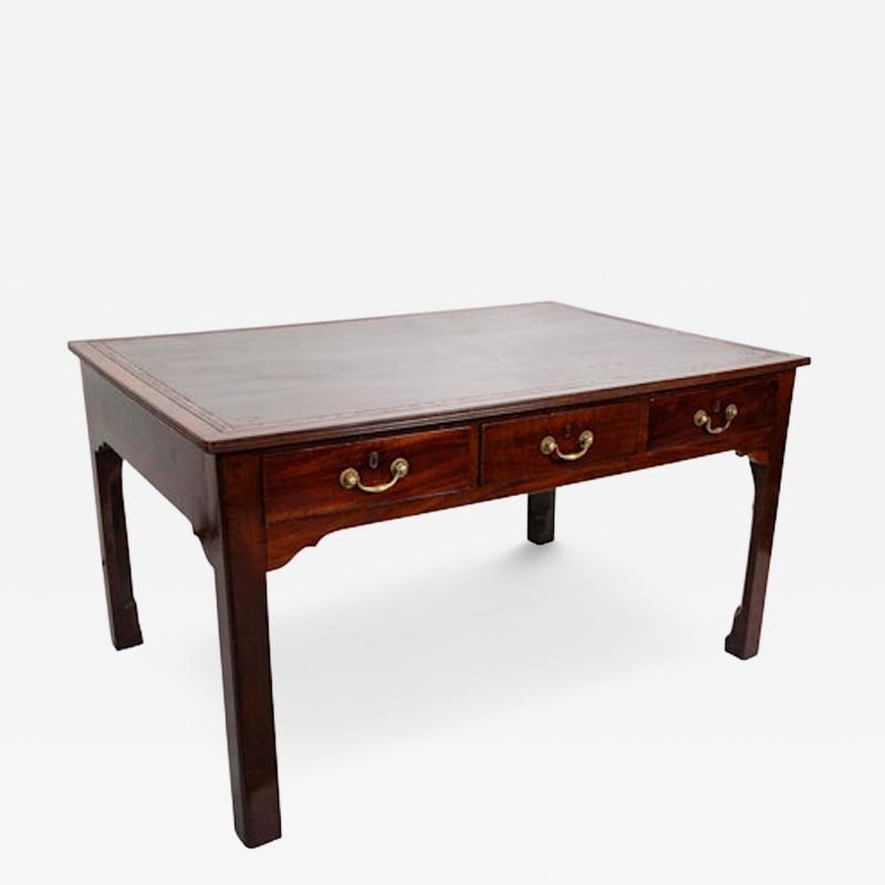 Chippendale Tooled Leather Top Partners Desk
