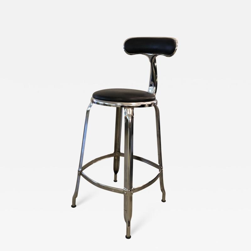 Chorme Plated Counter Height Nicolle Stool with Leather Upholstery