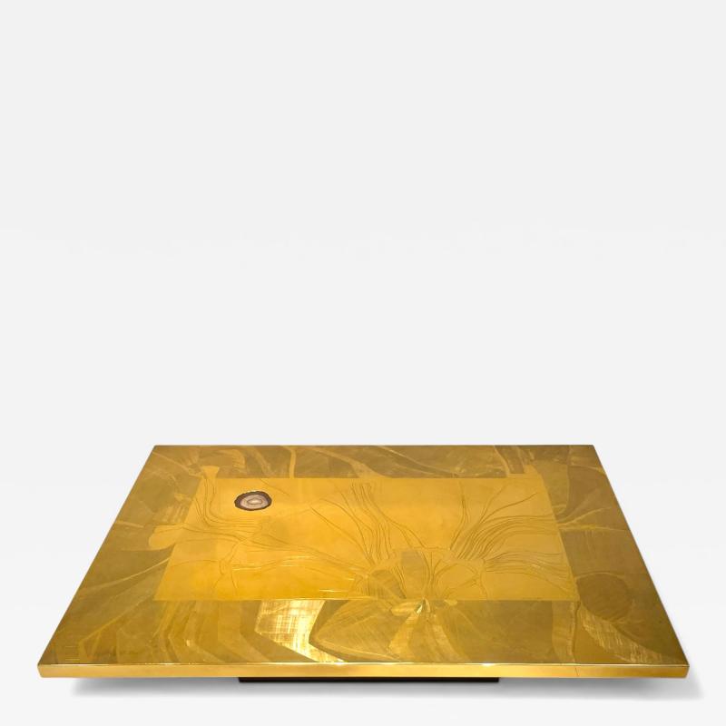 Christian Krekels Etched Brass Coffee Table By C Krekels