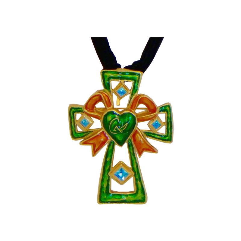 Christian Lacroix Christian LaCroix Gold Plated and Enamel Cross