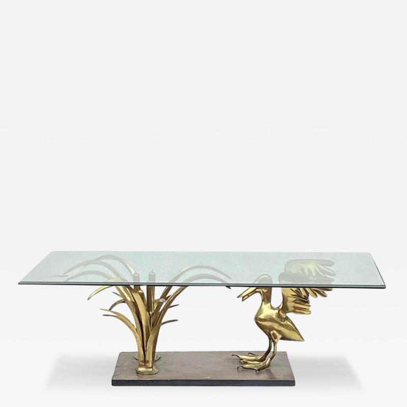 Christian Techoueyres 1970 Pelican and Reed Coffee Table in Bronze by Christian Techoueyres