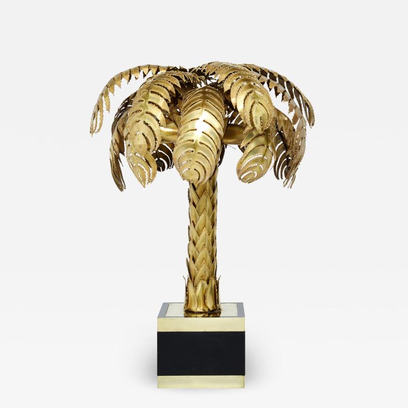 Christian Techoueyres Brass palm tree lamp by Christian Techoueyres for Maison Jansen 1970s