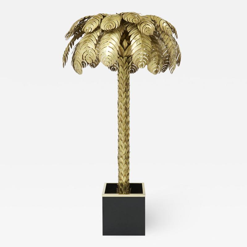 Christian Techoueyres Christian Techoueyres for Maison Jansen brass palm tree floor lamp 1970s