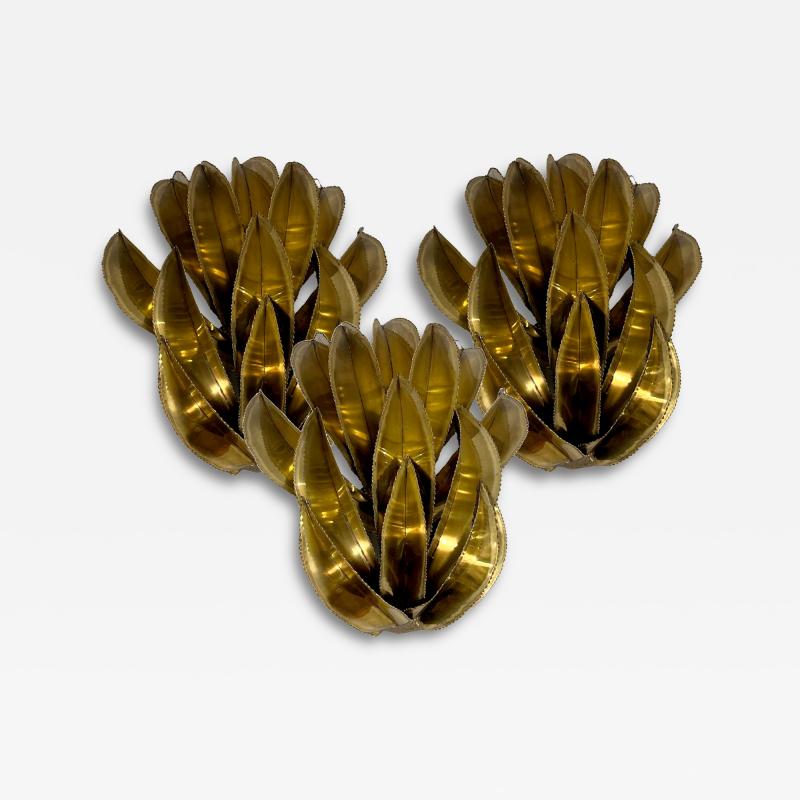 Christian Techoueyres Set of three agave sconces attributed to Christian Techoueyres France 1970