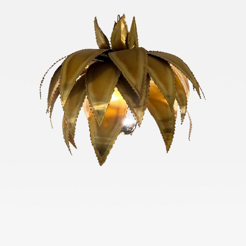 Christian Techoueyres Solid brass Agave pendant light Christian Techoueyres France circa 1970