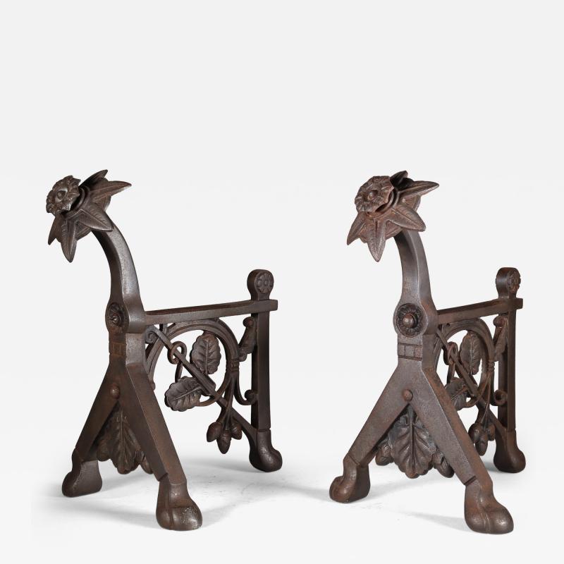 Christopher Dresser Dr C Dresser style Of A Pair of Arts Crafts Cast Iron Fire Dogs