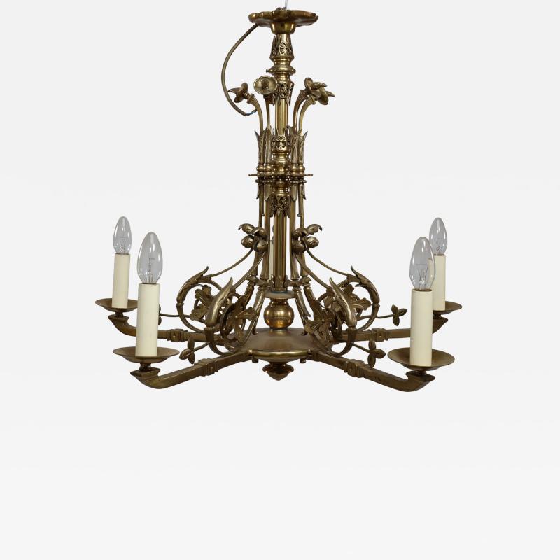 Christopher Dresser Dr Christopher Dresser manner An Aesthetic Movement brass five arm chandelier