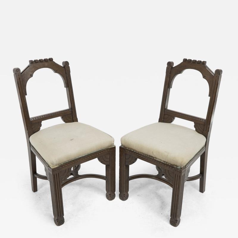 Christopher Dresser R Boyd in the style of Dr C Dresser A pair of oak side chairs
