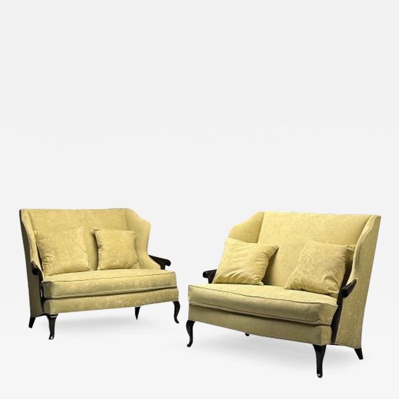 Christopher Guy Christopher Guy Contemporary Sofas Celadon Velvet Mahogany USA 2010s