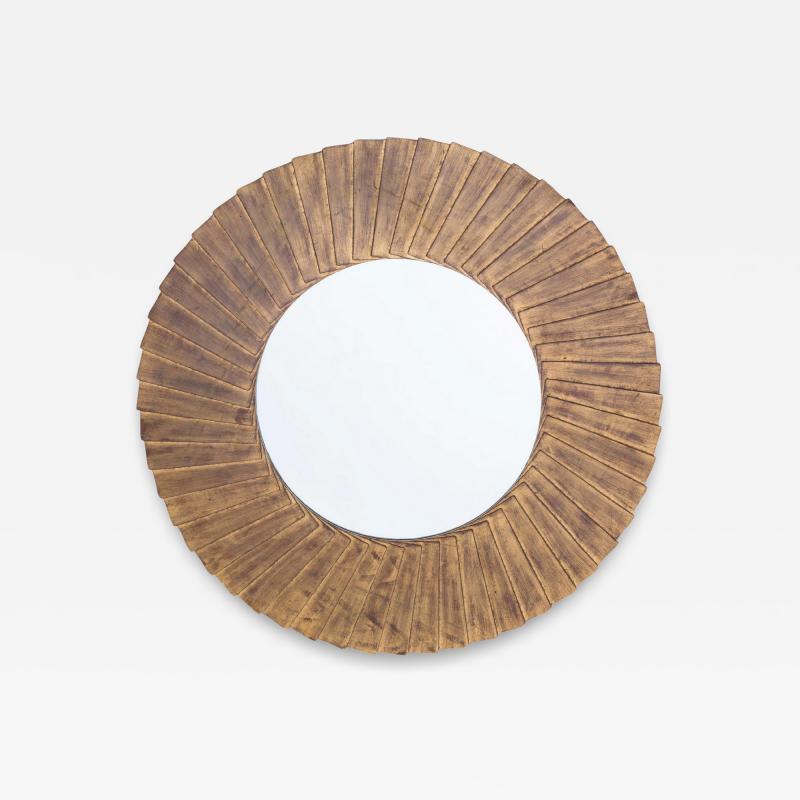 Christopher Guy Round mirror with pleated wooden frame Ed Christopher Guy Singapore circa 2018